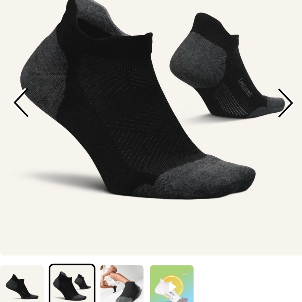Feetures Black and Gray Athletic Socks for Men
